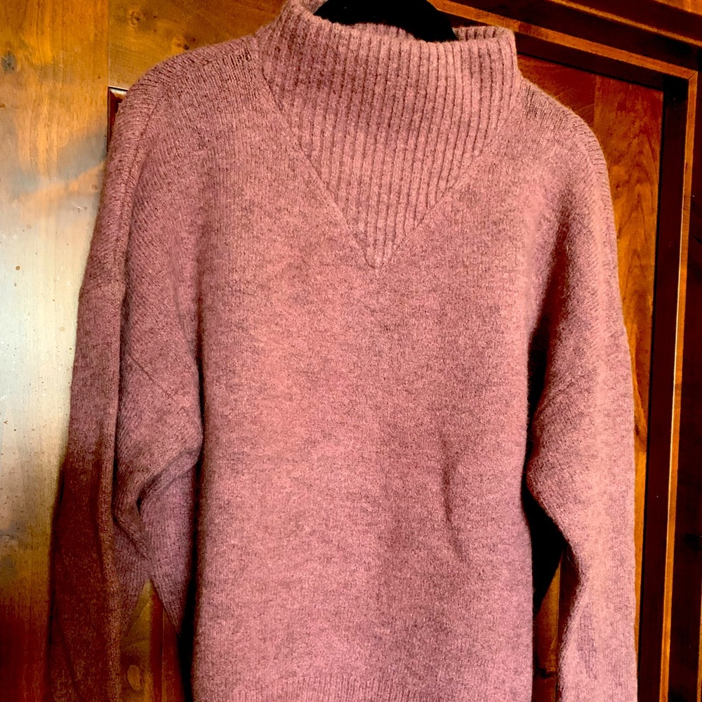NWOT Madewell Dillon Mockneck Pullover Sweater in Heather Loganberry size Large